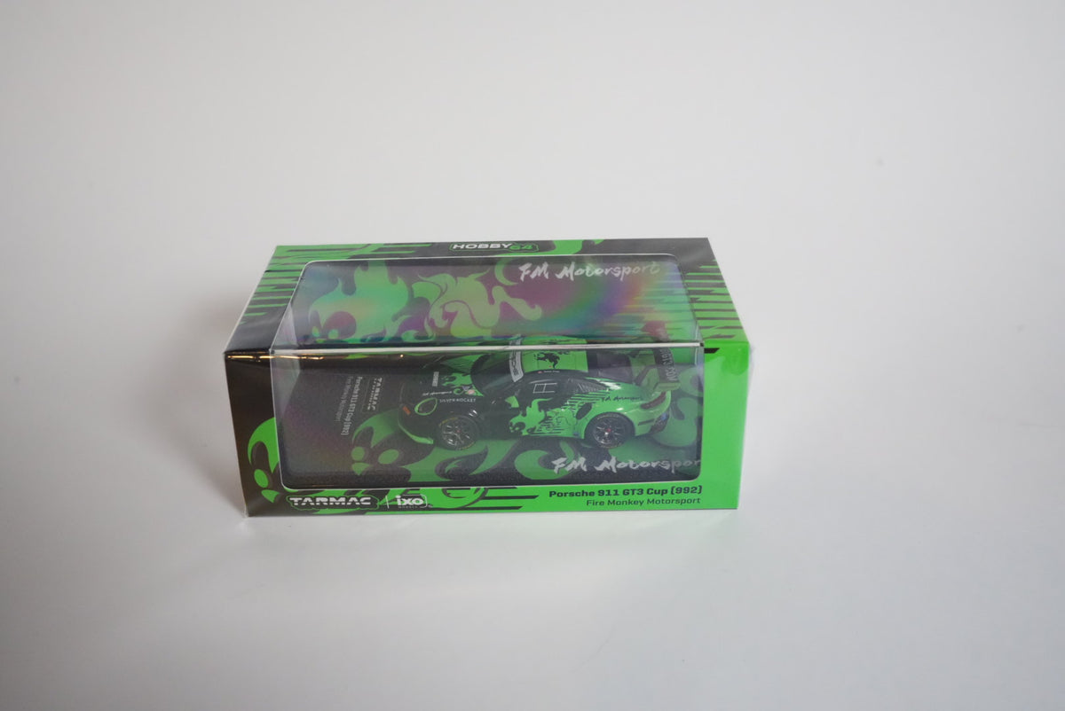 Tarmac Works Hobby64 × ixo Porsche 911 GT3 Cup (992) – Fire Monkey Motorsport – 1:64